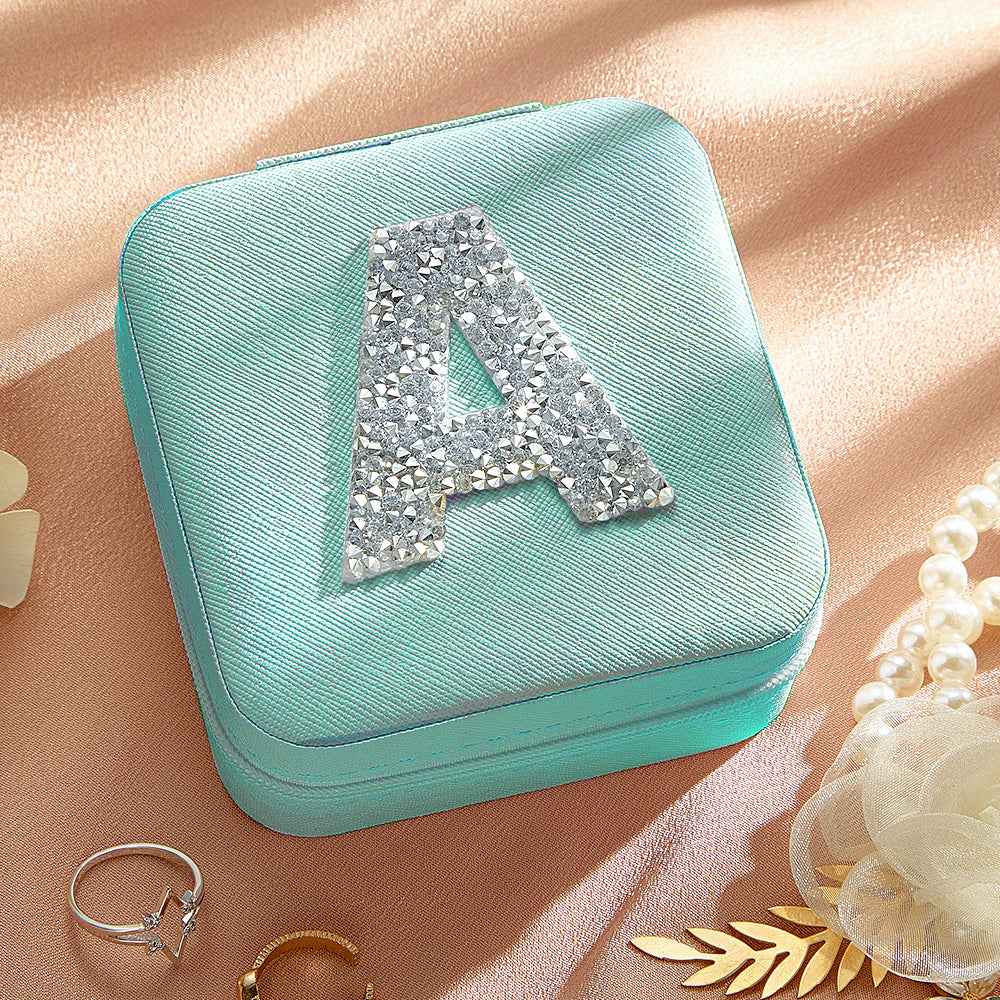 Personalized Jewelry Box with Glitter Letter Bridesmaid Gift for Her