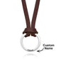 Personalised Men's Leather Necklace with Engraved Name Pendant on PU Leather Cord