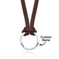 Detail of a 16.5 inch (42 cm) PU Leather Chain with Engraved Name Pendant
