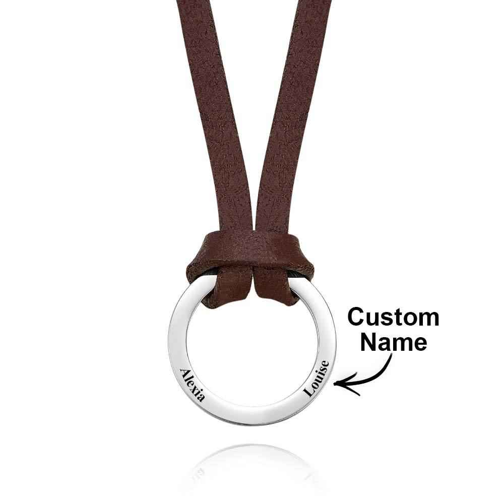 Personalized PU Leather Cord Necklace with Engraved Name Necklace Birthday Anniversary Gift for Man