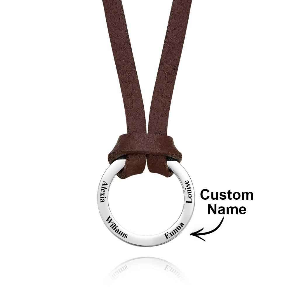 Personalized PU Leather Cord Necklace with Engraved Name Necklace Birthday Anniversary Gift for Man