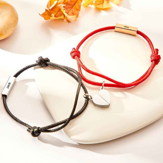 Custom Engraved Bracelet Heart Magnetic Couple Bracelets