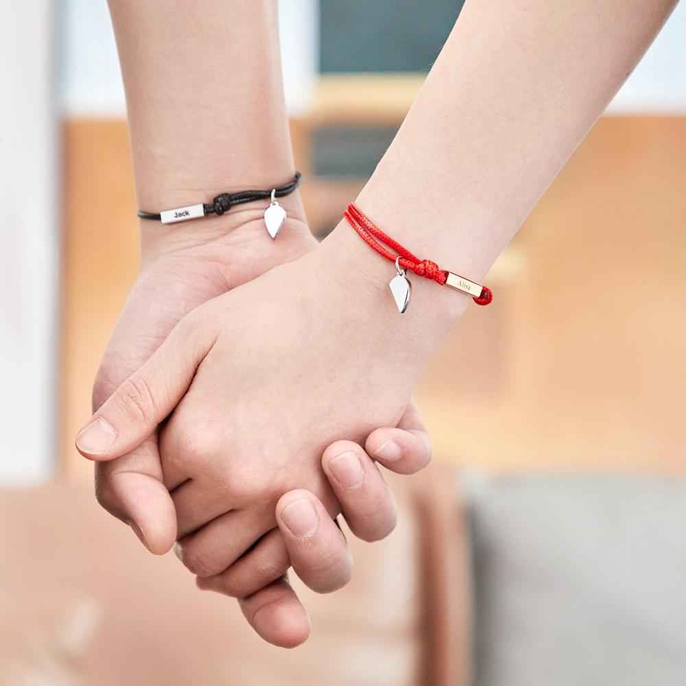 Custom Engraved Bracelet Heart Magnetic Couple Bracelets