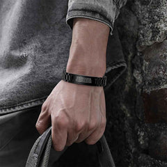 Personalized Engraved Men's Bracelet Black Stainless Steel