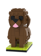 Custom Giant Poodle brick figure — full-body personalised pet model built from small-particle, eco-friendly ABS bricks, front-facing pose recreated from your photo