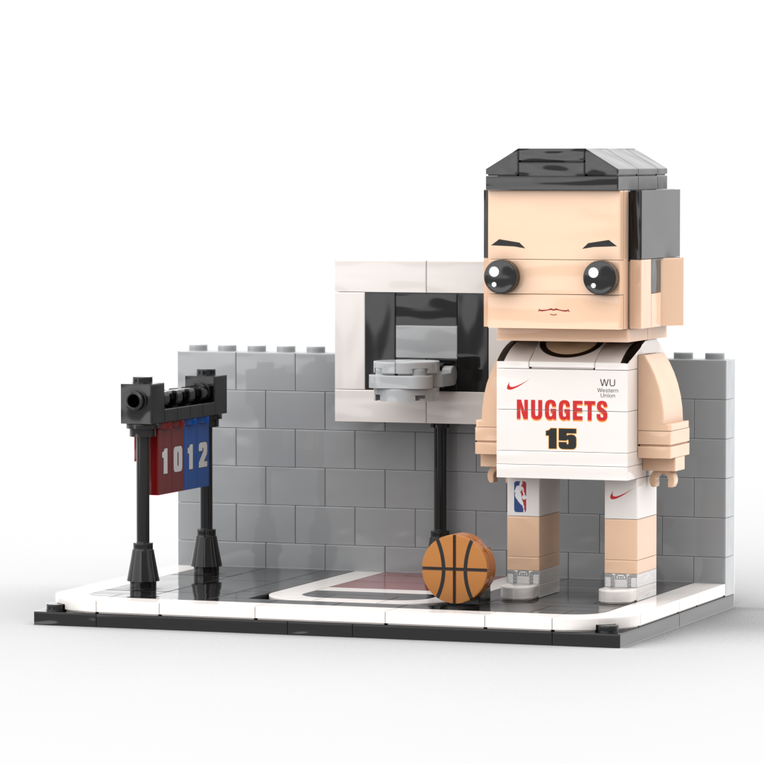 Close-up of hairstyle and facial expression customization on the brick figure.