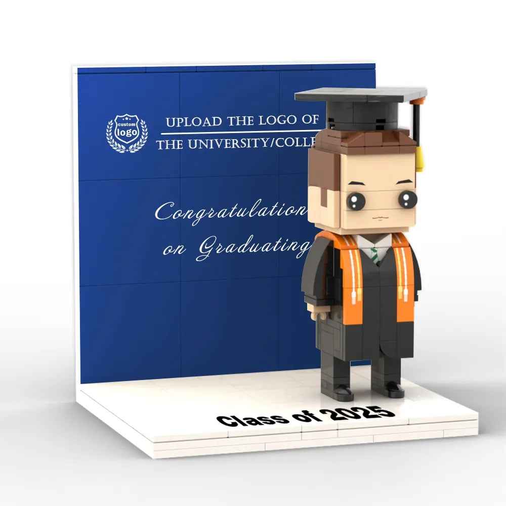 Custom LOGO Brick Figure Full Body Customizable 1 Person Display Panel Graduation Gift