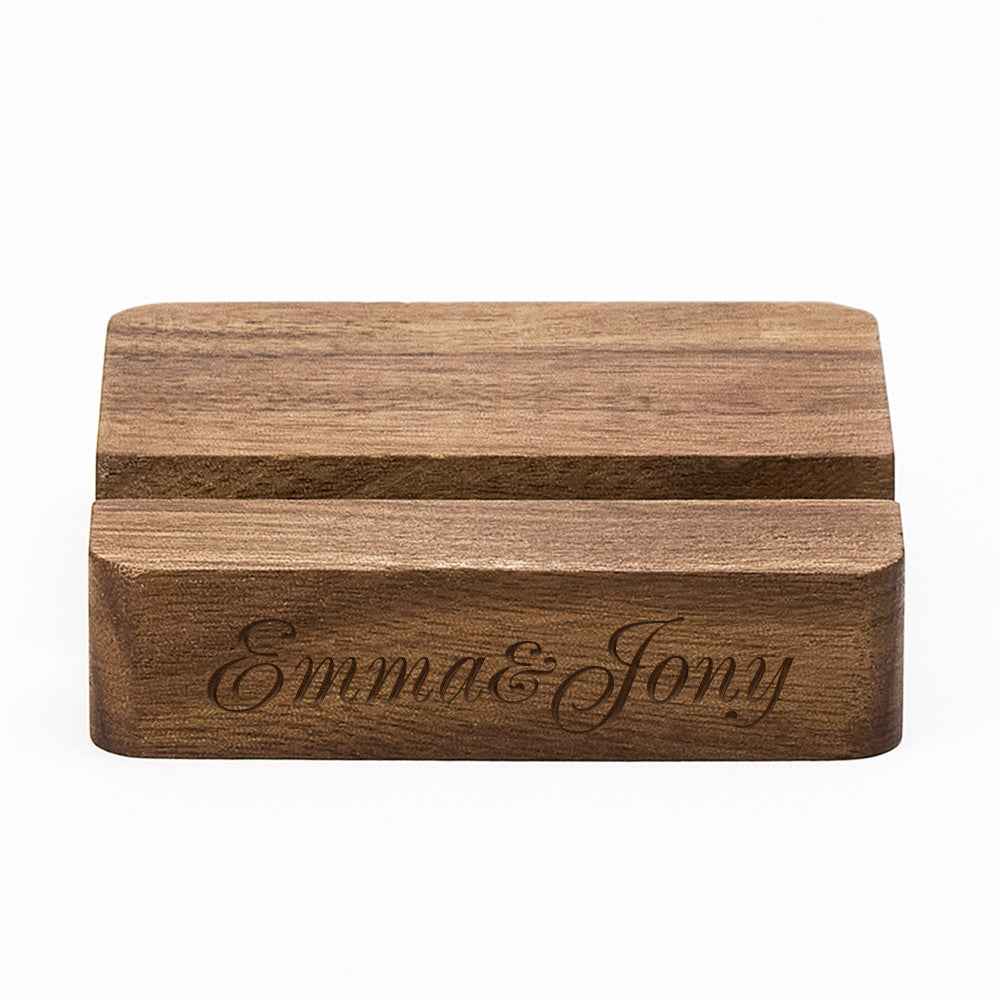 Custom Text Walnut Wooden Phone/Music Fridge Magnet Stand with Single Slot