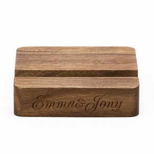 Custom Text Walnut Wooden Phone/Music Fridge Magnet Stand with Single Slot
