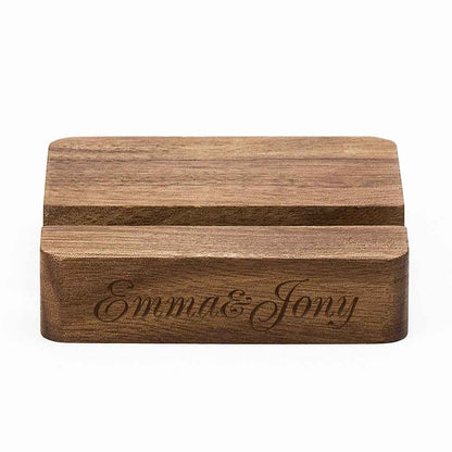 Custom Text Walnut Wooden Phone/Music Fridge Magnet Stand with Single Slot
