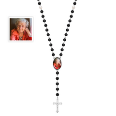 Personalised Photo Rosary Beads Necklace - Custom Memorial Gift for Women