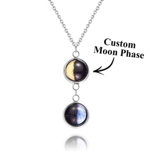 Custom Double Moon Phase Necklace Luminous Necklace Gift for Her