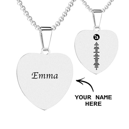 Personalised Engraved Heart Photo Necklace with Scannable Code - Unique Gift for Loved Ones