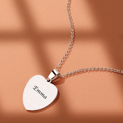 Personalised Engraved Heart Photo Necklace with Scannable Code - Unique Gift for Loved Ones