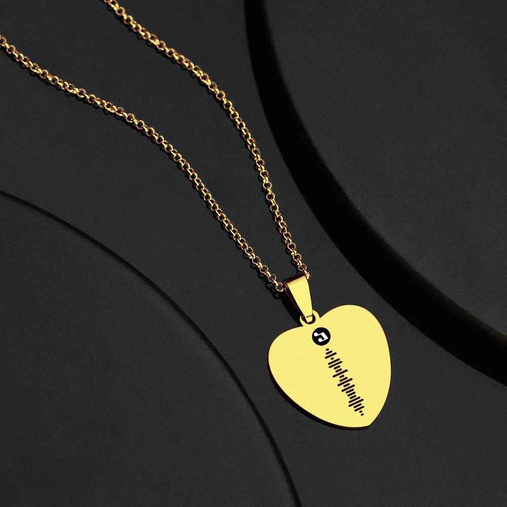 Scannable Code Necklace Engraved Heart Photo Necklace -Best Gifts for Your Lover
