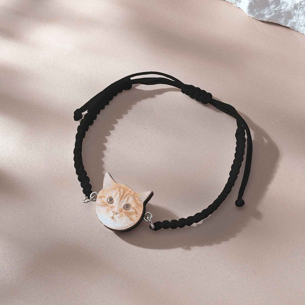 Personalized Pet Portrait Adjustable Braided Bracelet Birthday Gift for Pet Lover