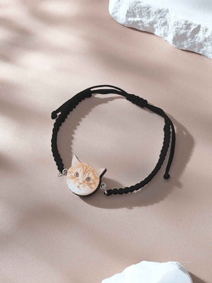 Personalized Pet Portrait Adjustable Braided Bracelet Birthday Gift for Pet Lover