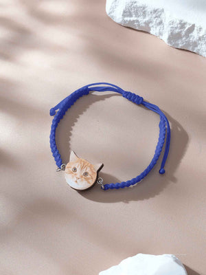 Personalized Pet Portrait Adjustable Braided Bracelet Birthday Gift for Pet Lover