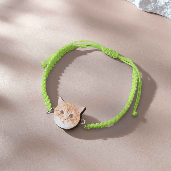 Personalized Pet Portrait Adjustable Braided Bracelet Birthday Gift for Pet Lover