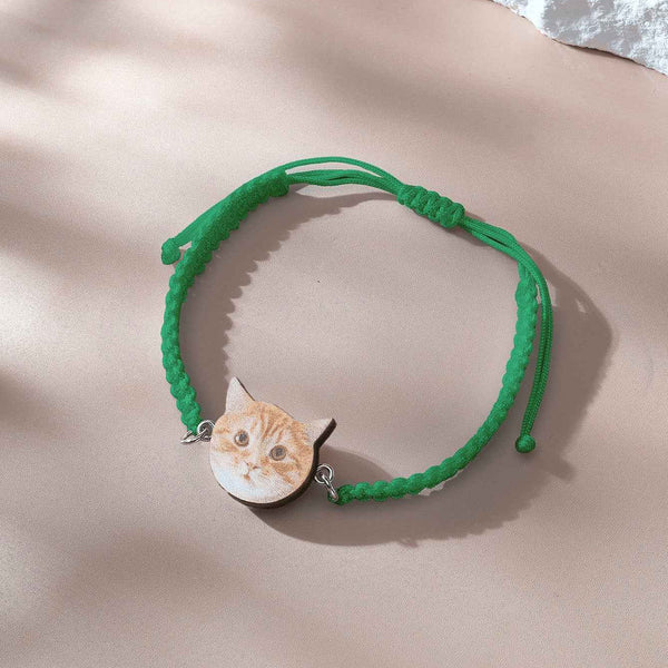 Personalized Pet Portrait Adjustable Braided Bracelet Birthday Gift for Pet Lover