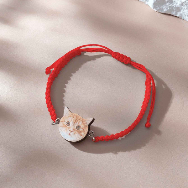 Personalized Pet Portrait Adjustable Braided Bracelet Birthday Gift for Pet Lover