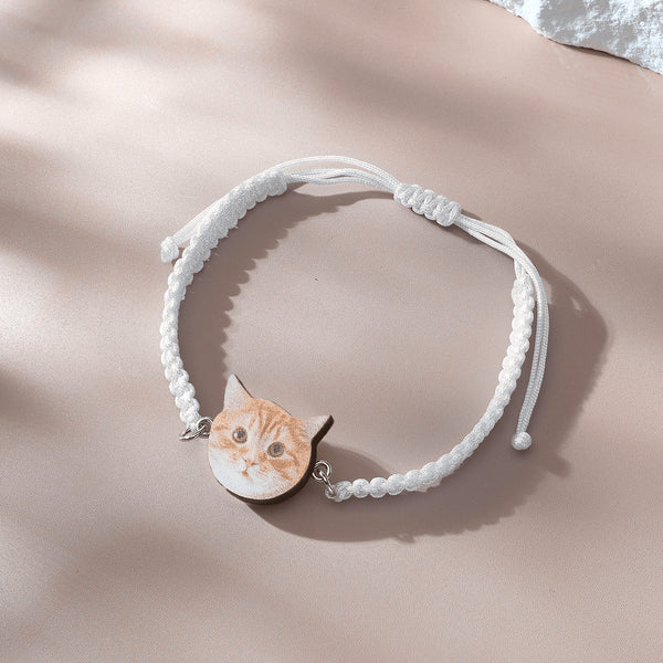 Personalised Pet Portrait Adjustable Braided Bracelet - Unique Gift for Pet Lovers