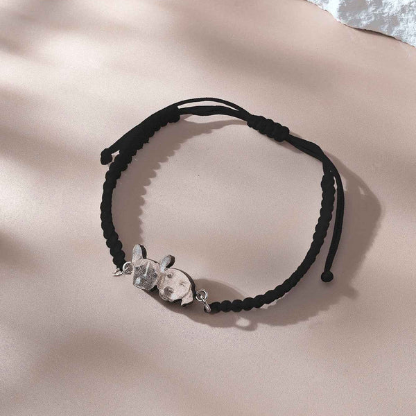 Personalized Pet Portrait Adjustable Braided Bracelet Birthday Gift for Pet Lover