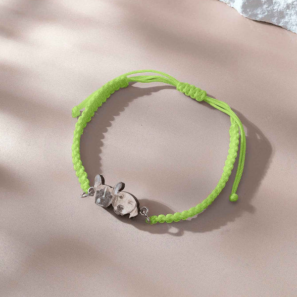 Personalized Pet Portrait Adjustable Braided Bracelet Birthday Gift for Pet Lover