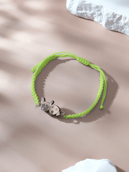 Product photography of personalised pet portrait bracelet
