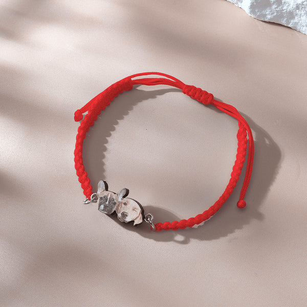Personalised Pet Portrait Adjustable Braided Bracelet - Unique Gift for Pet Lovers