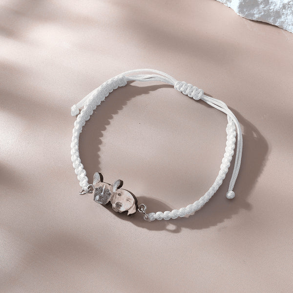 Personalised Pet Portrait Adjustable Braided Bracelet - Unique Gift for Pet Lovers