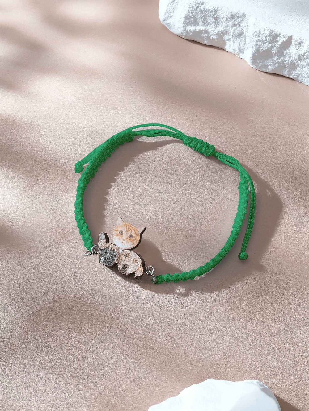 Personalized Pet Portrait Adjustable Braided Bracelet Birthday Gift for Pet Lover