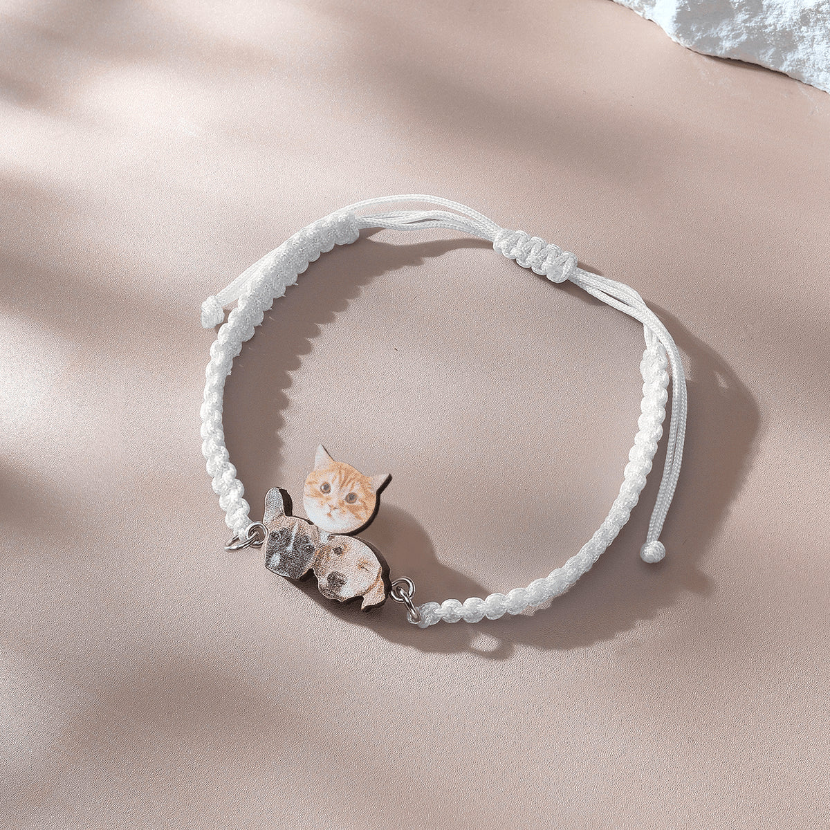 Personalised Pet Portrait Adjustable Braided Bracelet - Unique Gift for Pet Lovers