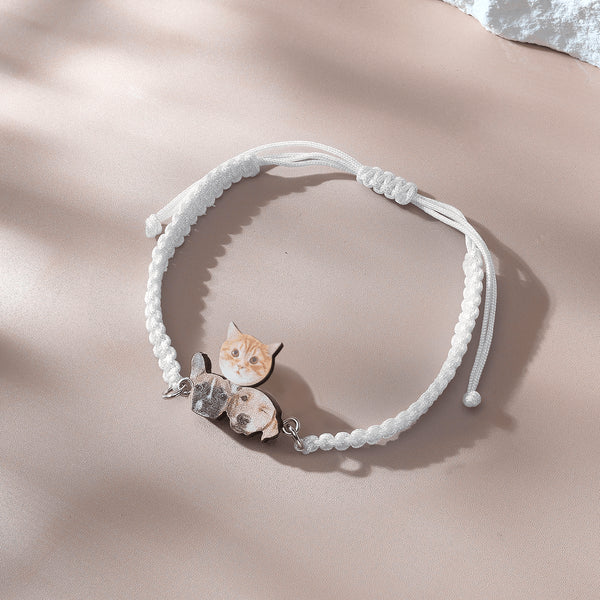Personalised Pet Portrait Adjustable Braided Bracelet - Unique Gift for Pet Lovers
