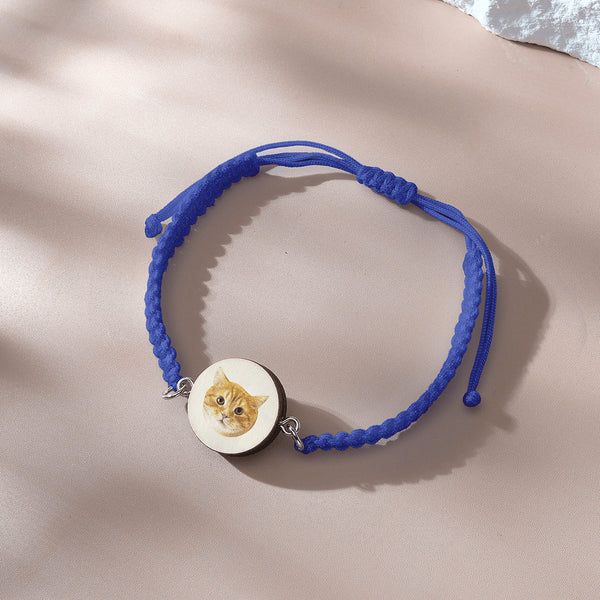 Personalised Pet Portrait Adjustable Braided Bracelet - Unique Gift for Pet Lovers
