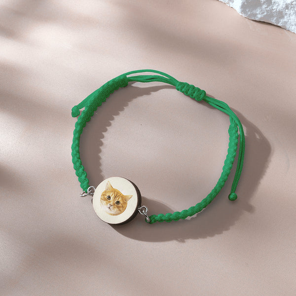 Personalised Pet Portrait Adjustable Braided Bracelet - Unique Gift for Pet Lovers