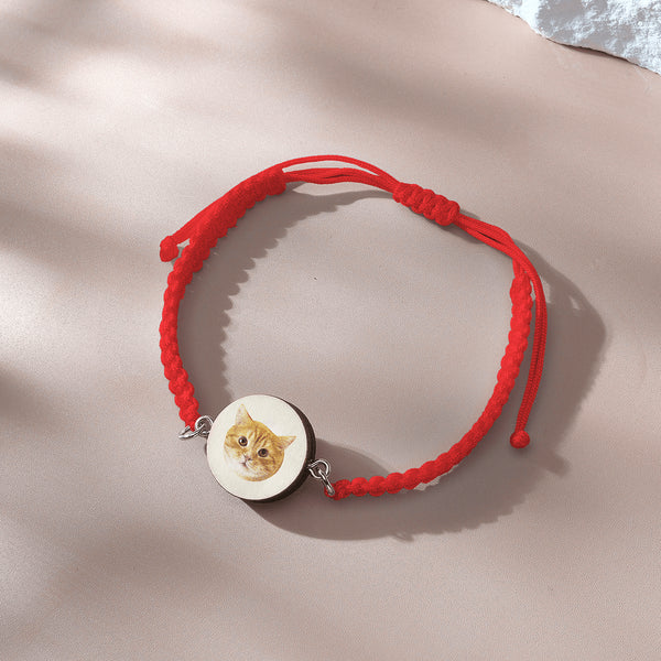 Personalised Pet Portrait Adjustable Braided Bracelet - Unique Gift for Pet Lovers
