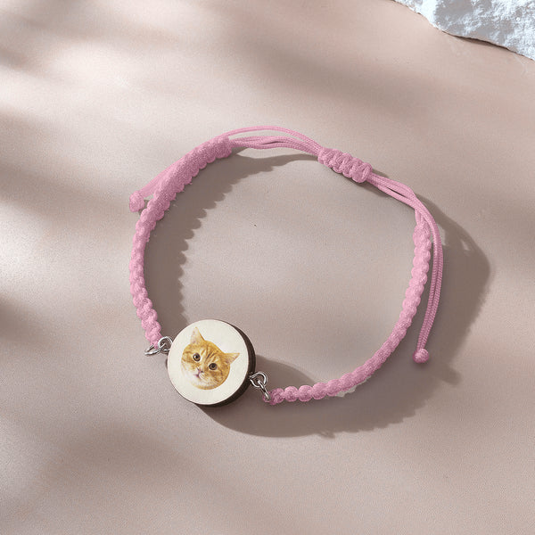 Personalised Pet Portrait Adjustable Braided Bracelet - Unique Gift for Pet Lovers