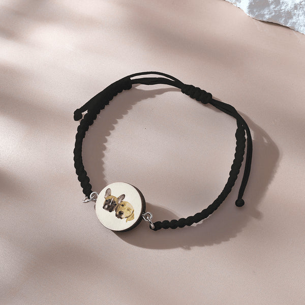 Personalised Pet Portrait Adjustable Braided Bracelet - Unique Gift for Pet Lovers