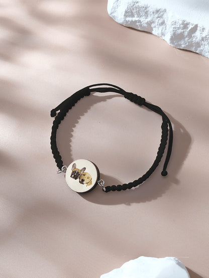 Personalised Pet Portrait Adjustable Braided Bracelet - Unique Gift for Pet Lovers