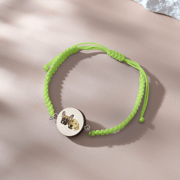 Personalised Pet Portrait Adjustable Braided Bracelet - Unique Gift for Pet Lovers