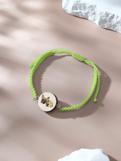 Jewellery shot of personalised pet portrait bracelet
