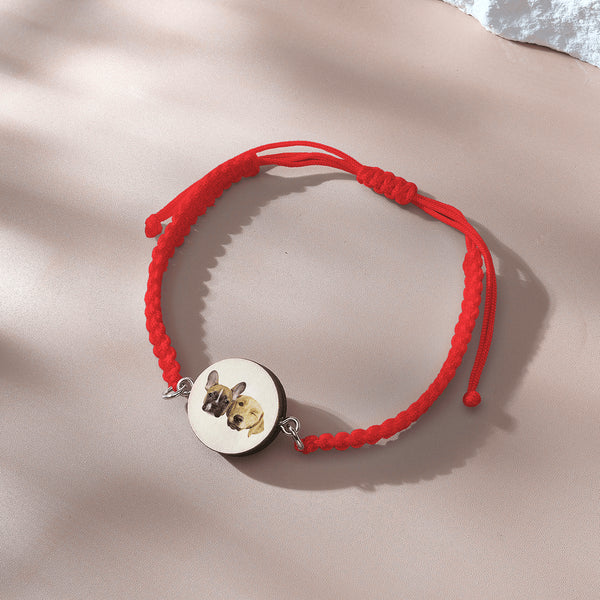 Personalised Pet Portrait Adjustable Braided Bracelet - Unique Gift for Pet Lovers