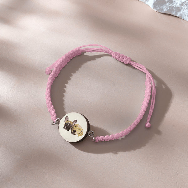 Personalised Pet Portrait Adjustable Braided Bracelet - Unique Gift for Pet Lovers
