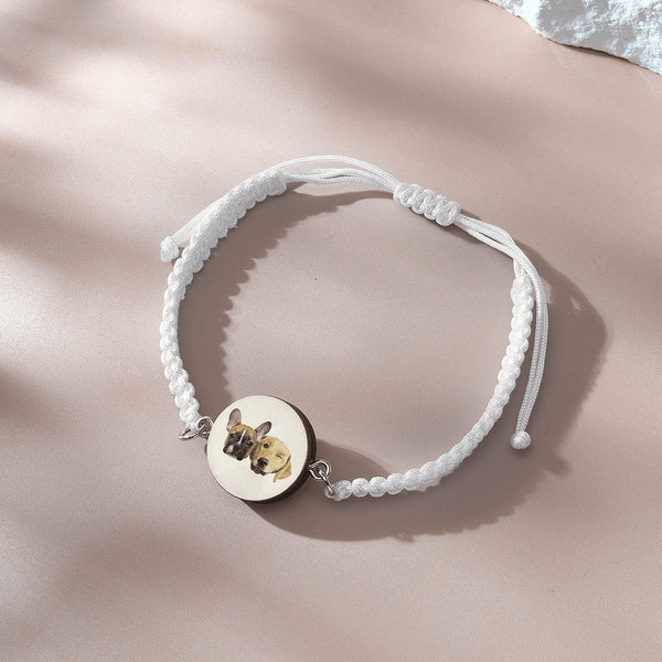 Personalised Pet Portrait Adjustable Braided Bracelet - Unique Gift for Pet Lovers