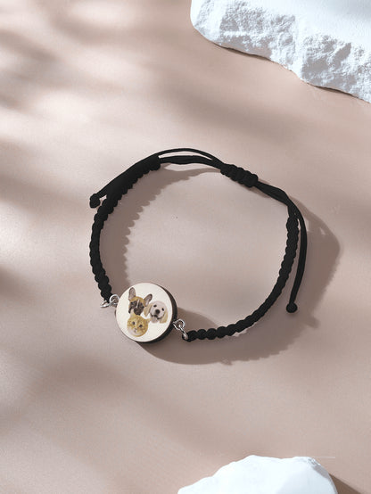 Close up of knot and pendant on adjustable bracelet