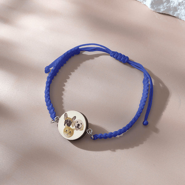 Personalised Pet Portrait Adjustable Braided Bracelet - Unique Gift for Pet Lovers