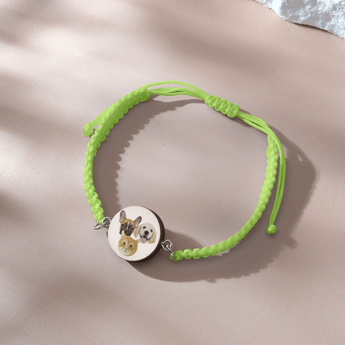 Personalised Pet Portrait Adjustable Braided Bracelet - Unique Gift for Pet Lovers