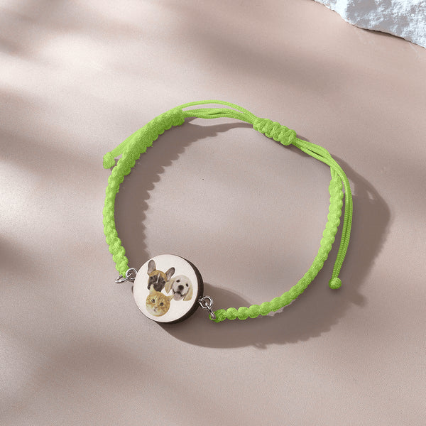 Personalised Pet Portrait Adjustable Braided Bracelet - Unique Gift for Pet Lovers