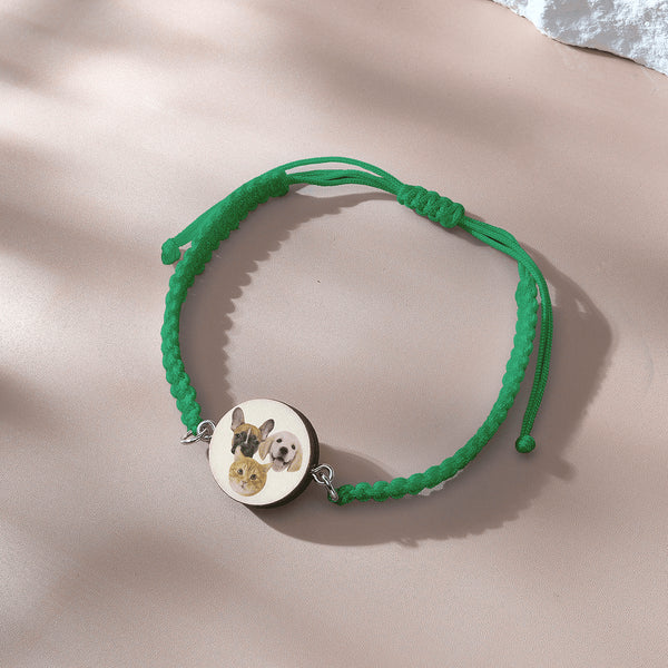 Personalised Pet Portrait Adjustable Braided Bracelet - Unique Gift for Pet Lovers